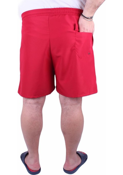 Büyük Beden Klasik Deniz Şortu 23677 Kırmızı modelleri