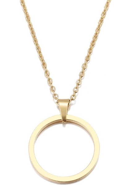 Titanyum Paslanmaz Çelik " Daire / Yuvarlak " Kolye (Gold ) fiyatları