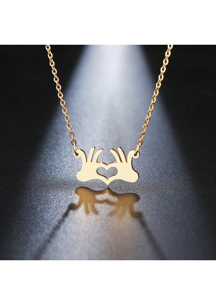 Titanyum Paslanmaz Çelik " Sevgi / Aşk " Modeli Kolye (Gold)