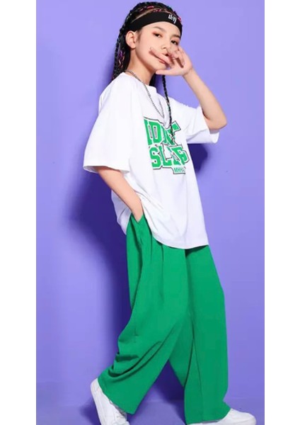 Özel Tasarım I Dont Sleep Baskılı %100 Pamuk Ispanyol Paça Hip Hop Kız Çocuk Yazlık Eşofman Takımı fiyatları