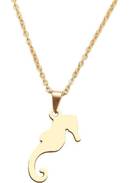 Titanyum Paslanmaz Çelik " Deniz Atı " Kolyesi (Gold) modelleri