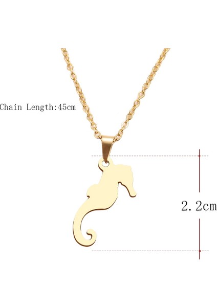 Titanyum Paslanmaz Çelik " Deniz Atı " Kolyesi (Gold) fırsatları