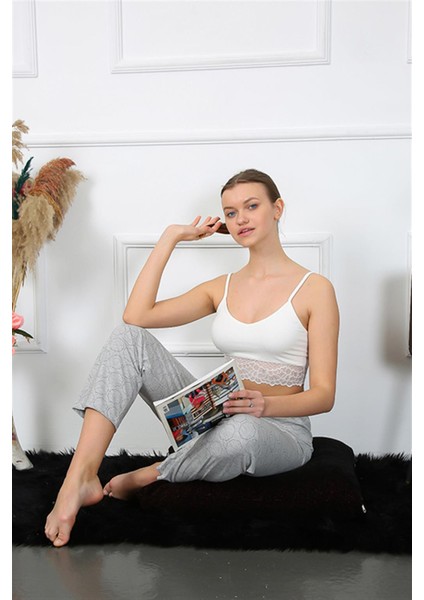Kadın Pamuklu Alt Pijama Gri