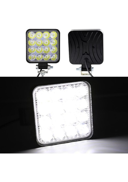 4'lü Off Road Beyaz Işık Sis Farı Lambası 16 LED Kare