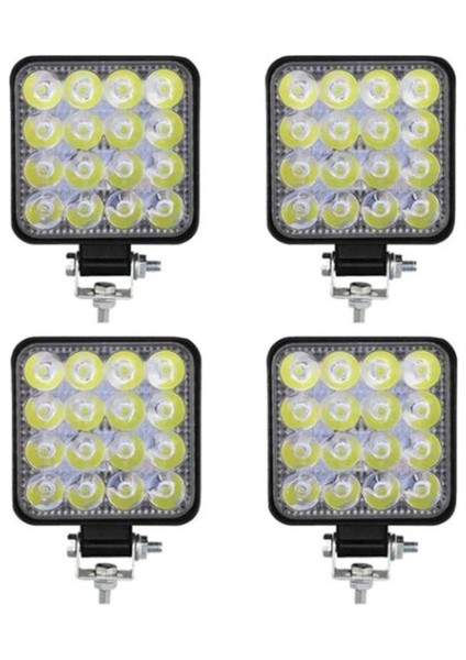 4'lü Off Road Beyaz Işık Sis Farı Lambası 16 LED Kare fiyatları
