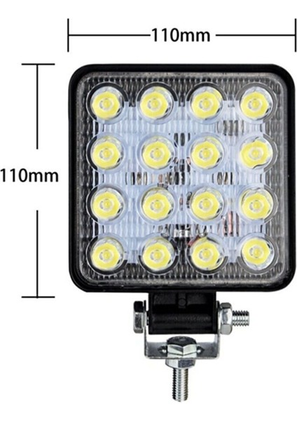 4'lü Off Road Beyaz Işık Sis Farı Lambası 16 LED Kare fırsatları