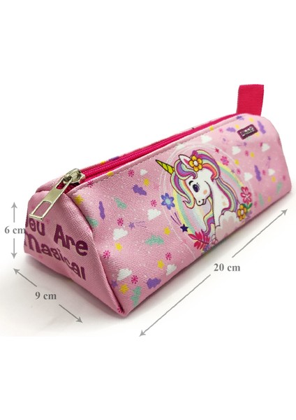 Kalem Kutusu Bahar Unicorn Desenli Üçgen Kalemkutu Jumbo Vegan Deri Kalemlik fırsatları