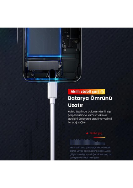 SL010 USB To Lightning iPhone 2.4A Hızlı Şarj ve Data Kablosu Beyaz 1 Metre
