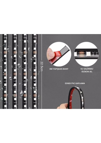 4 Parçalı Uzaktan Kumandalı Ayak Altı Aydınlatma 48 LED Atmosfer Işık Ledi