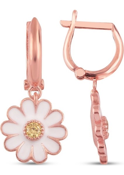 925 Ayar Gümüş Mineli Papatya Küpe