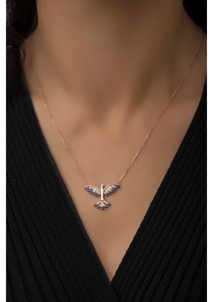 Zirkon Taşlı Anka Kuşu Gümüş Kolye