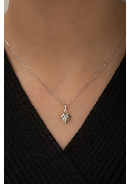 Swarovski Zirconia Taşlı Rodyum Diamond Gümüş Kolye
