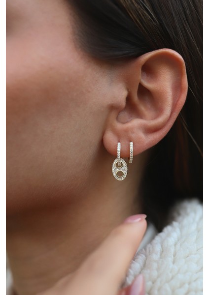 Zirkon Taşlı Gümüş Küpe