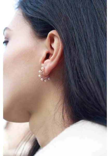 Zirkon Taşlı İncili 925 Ayar Gümüş Küpe