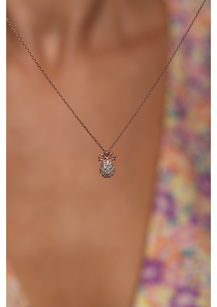 Zirconia Taşlı Gümüş Ananas Kolye fiyatları