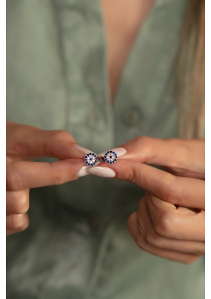 925 Ayar Gümüş Zirkon Taşlı Nazarlı Küpe fiyatları