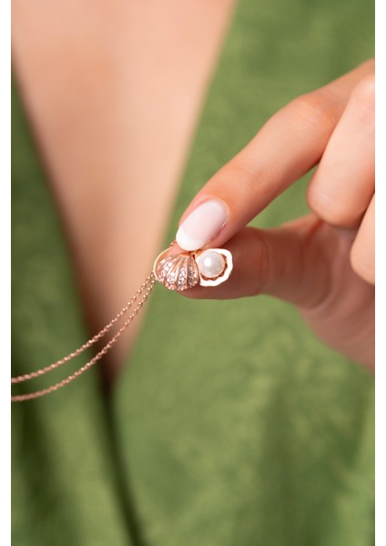 925 Ayar Gümüş Incili Istiridye Kolye modelleri