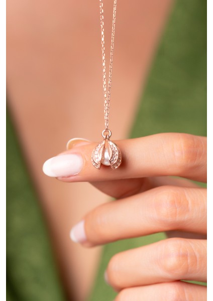 925 Ayar Gümüş Incili Istiridye Kolye fırsatları