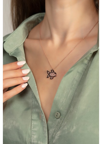 925 Ayar Gümüş Zirkon Taşlı Balık Kolye