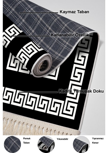 Kaymaz Taban Djt 3'lü Banyo Paspas Takımı Star Pamuk Karışık Modern 650M Siyah indirimleri