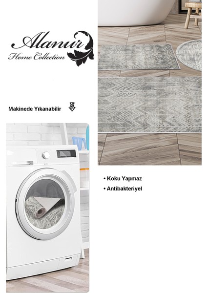 Kaymaz Taban Djt 3'lü Banyo Paspas Takımı Trend Karışık Iskandinav F5083 Gri modelleri