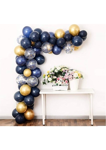 Lacivert Gold Balon Zinciri Seti 5 Metre 125 Adet Balon