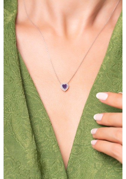 925 Ayar Gümüş Zirkon Taşlı Kalp Kolye