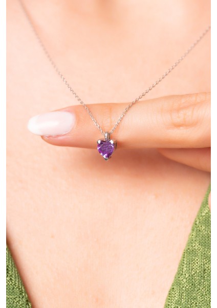 925 Ayar Gümüş Zirkon Taşlı Kalp Kolye fiyatları