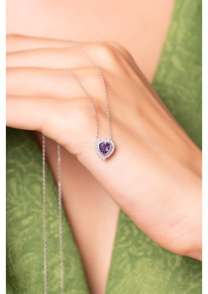 925 Ayar Gümüş Zirkon Taşlı Kalp Kolye fırsatları