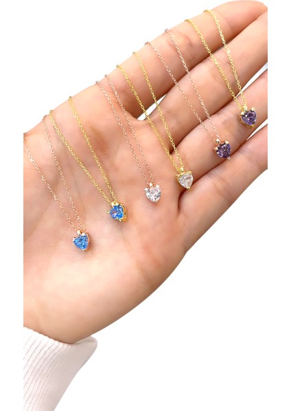 925 Ayar Gümüş Zirkon Taşlı Kalp Kolye indirimleri