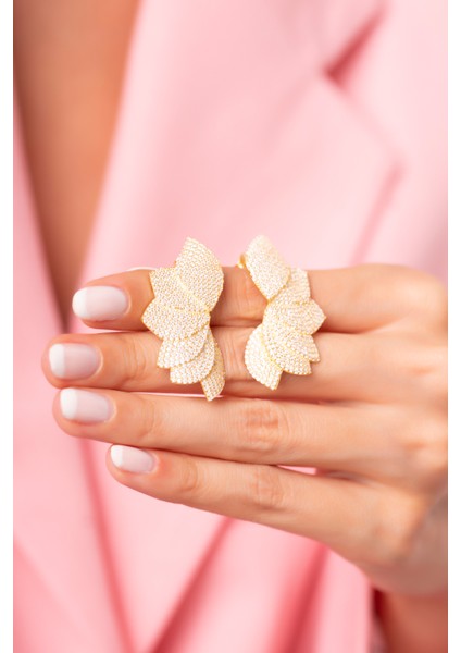 925 Ayar Gümüş Zirkon Taşlı Çiçek Küpe