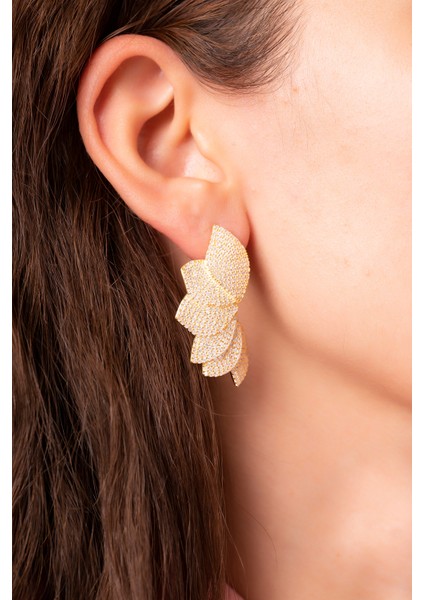 925 Ayar Gümüş Zirkon Taşlı Çiçek Küpe fiyatları