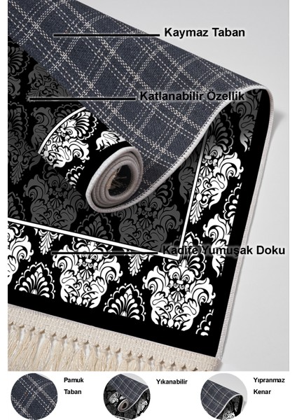 Kaymaz Taban Djt 3'lü Banyo Paspas Takımı Star Pamuk Karışık Modern 700M Siyah indirimleri