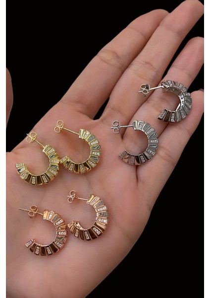 925 Ayar Gümüş Zirkon Taşlı Trend Küpe fiyatları