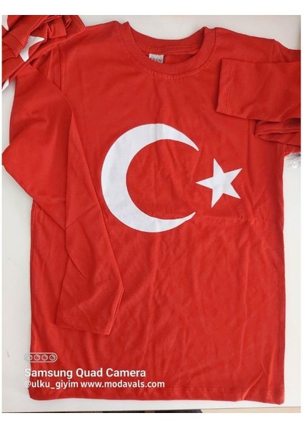 23 Nisan 19 Mayıs 29 Ekim 10 Kasım Okul Gösteri Unisex Garson Boy Çocuk Ay Yıldız Baskılı Uzun Kol Badi - Kırmızı fiyatları