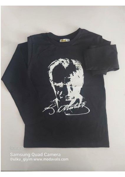 23 Nisan 19 Mayıs 29 Ekim 10 Kasım Okul Gösteri Çocuk Atatürk & Imza Baskılı Uzun Kol Badi - Siyah