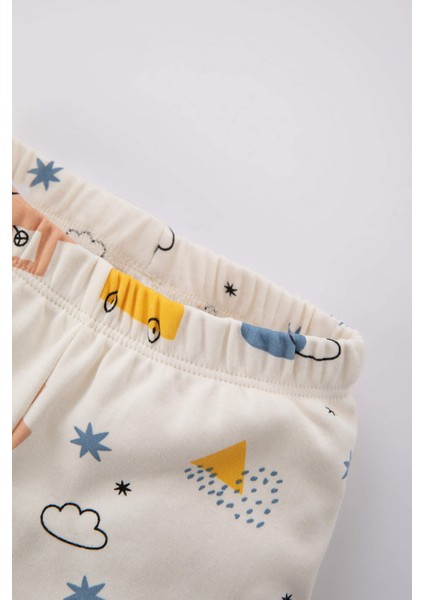 Erkek Bebek Pijama Takımı Desenli Ribana Organik Pamuk Kısa Kollu Üst Şort Z4292A223SP fırsatları