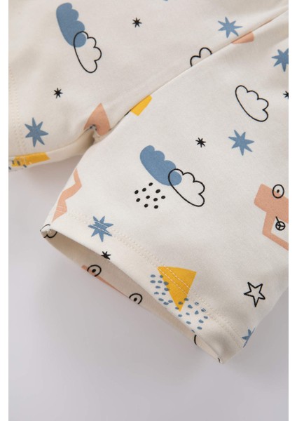 Erkek Bebek Pijama Takımı Desenli Ribana Organik Pamuk Kısa Kollu Üst Şort Z4292A223SP indirimleri