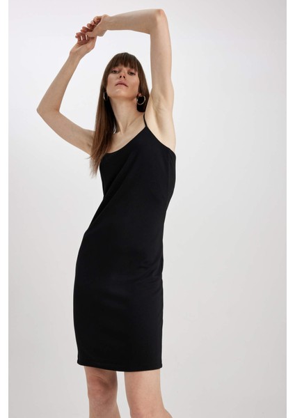 Bodycon Kare Yaka Askılı Mini Elbise A5178AX23SM
