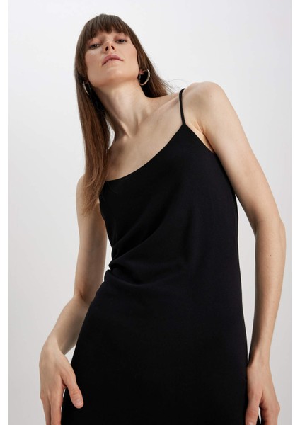Bodycon Kare Yaka Askılı Mini Elbise A5178AX23SM