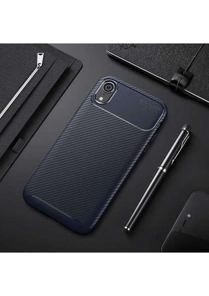 Apple iPhone Xr 6.1 Kılıf Kamera Çıkıntılı Karbon Fiber Dokulu Renk Atmaz Koruyucu Kapak (Negro)