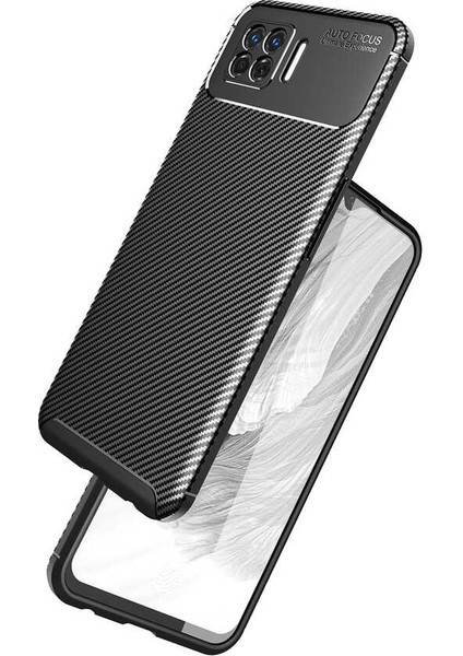 Oppo A73 Kılıf Kamera Çıkıntılı Karbon Fiber Dokulu Renk Atmaz Koruyucu Kapak (Negro)