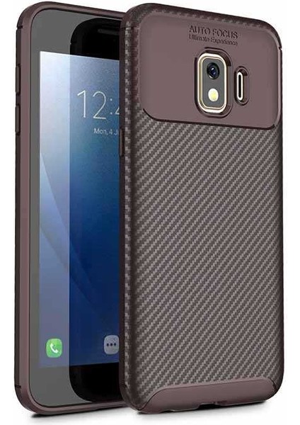 Samsung Galaxy J2 Core Kılıf Kamera Çıkıntılı Karbon Fiber Dokulu Renk Atmaz Koruyucu Kapak (Negro)