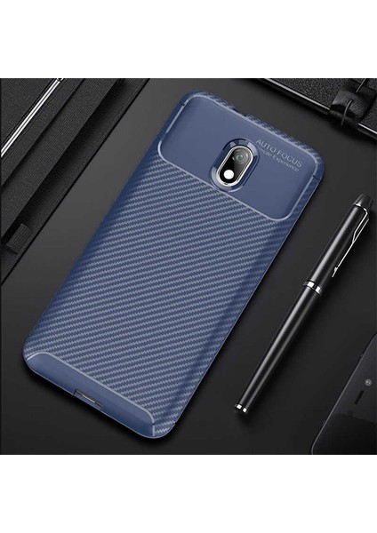 Xiaomi Redmi 8A Kılıf Kamera Çıkıntılı Karbon Fiber Dokulu Renk Atmaz Koruyucu Kapak (Negro)