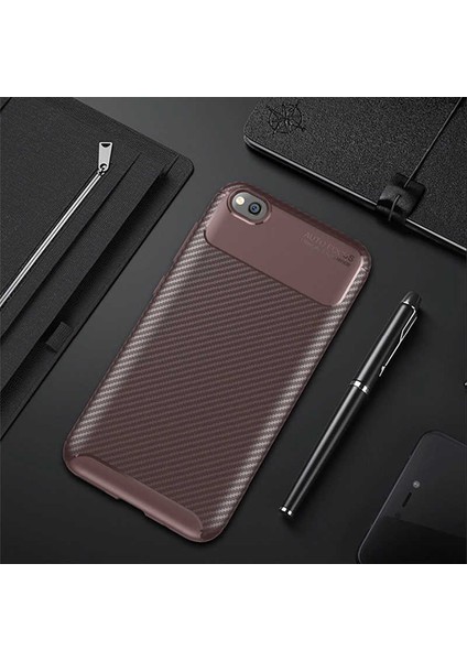 Xiaomi Redmi Go Kılıf Kamera Çıkıntılı Karbon Fiber Dokulu Renk Atmaz Koruyucu Kapak (Negro)