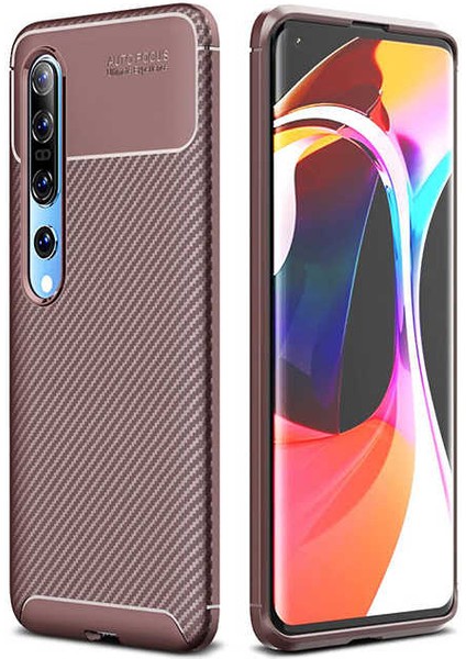 Xiaomi Mi 10 Kılıf Kamera Çıkıntılı Karbon Fiber Dokulu Renk Atmaz Koruyucu Kapak (Negro)