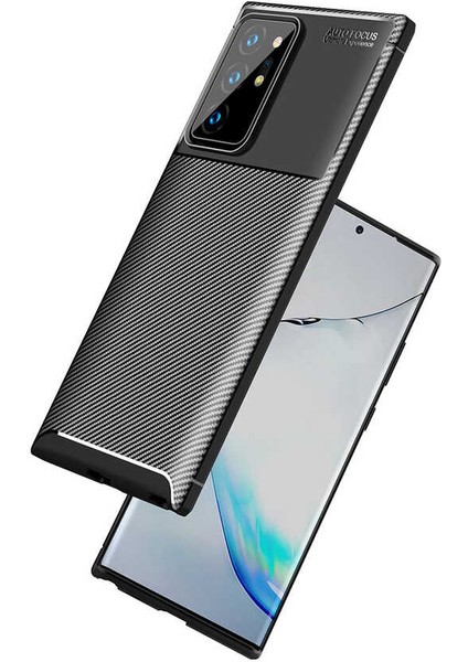 Samsung Galaxy Note 20 Ultra Kılıf Kamera Çıkıntılı Karbon Fiber Dokulu Renk Atmaz Koruyucu Kapak (Negro) modelleri