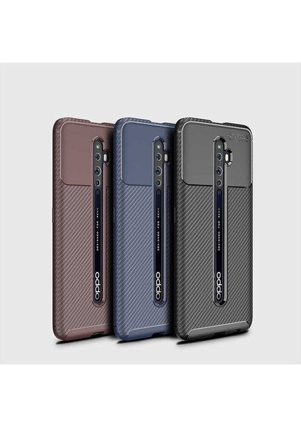 Oppo Reno 2 Kılıf Kamera Çıkıntılı Karbon Fiber Dokulu Renk Atmaz Koruyucu Kapak (Negro) modelleri