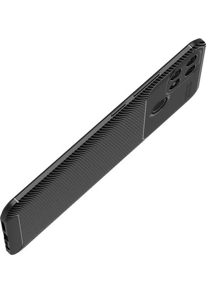 Oppo A15S Kılıf Kamera Çıkıntılı Karbon Fiber Dokulu Renk Atmaz Koruyucu Kapak (Negro)