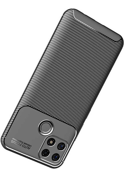 Oppo A15S Kılıf Kamera Çıkıntılı Karbon Fiber Dokulu Renk Atmaz Koruyucu Kapak (Negro)